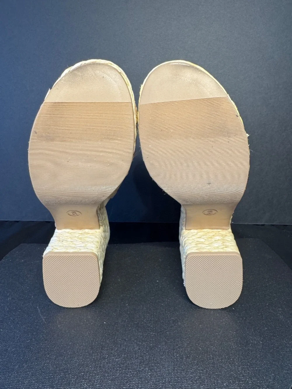 Raffia Platform Mule Heels Size 6 Woven Straw Slide Sandals